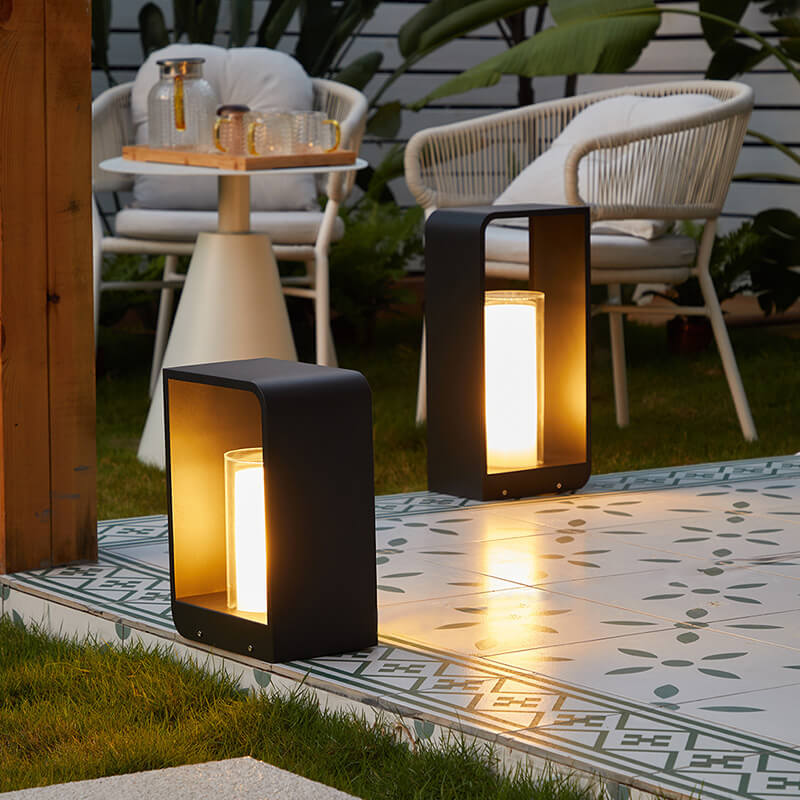 Modern Square Outdoor LED Light | Waterproof Solar-Powered Lighting Fixture