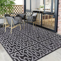 Reversible Black & Grey Modern Outdoor Patio Rug