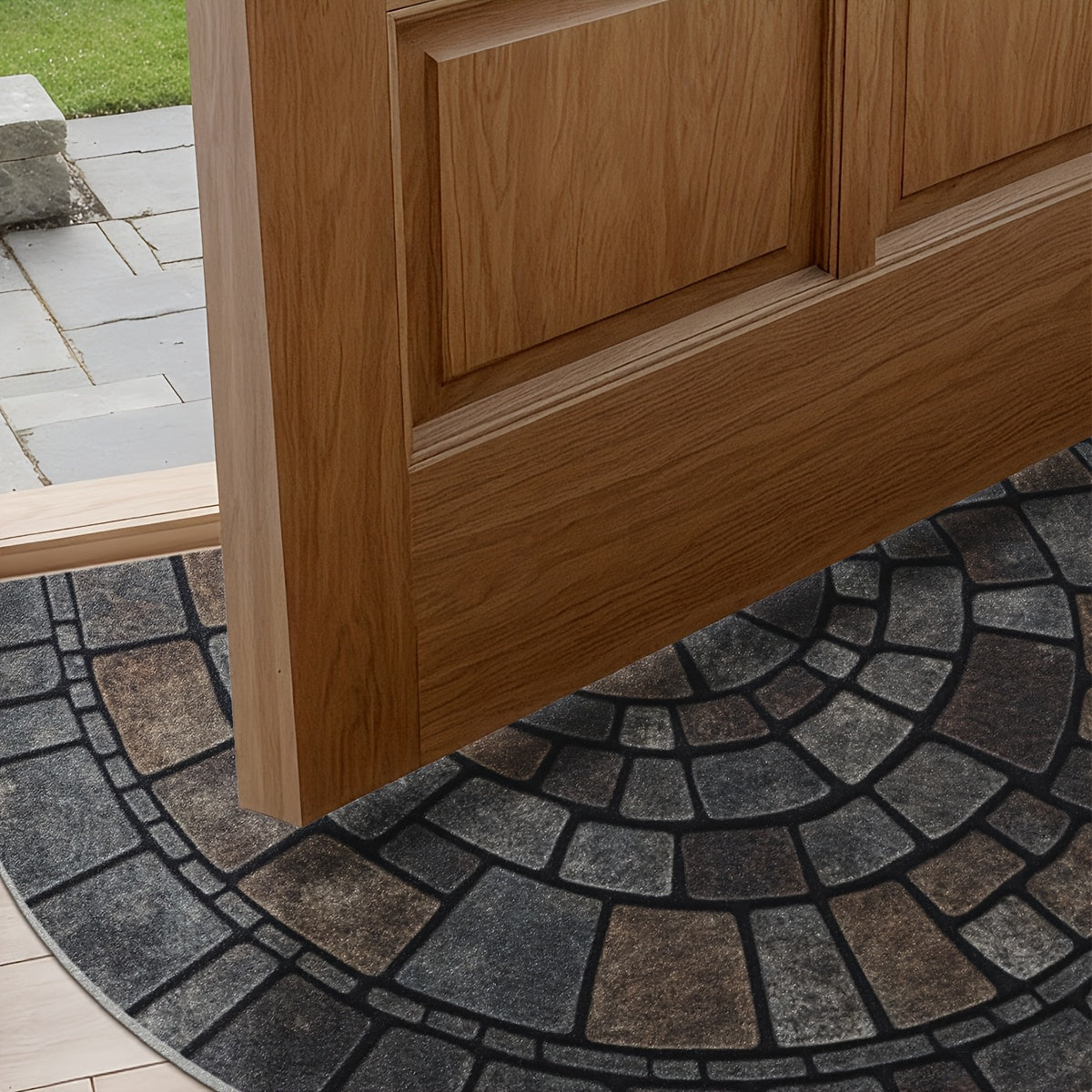 Half-Circle Mosaic Door Mat – Stylish Indoor & Outdoor Entryway Rug