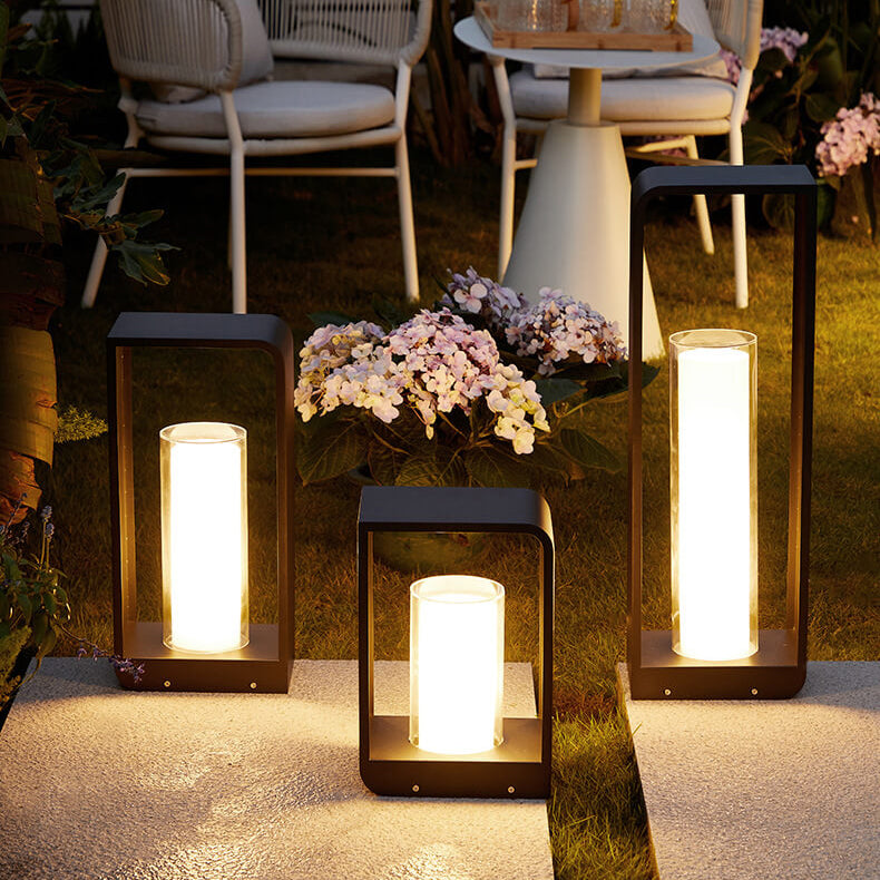 Modern Square Outdoor LED Light | Waterproof Solar-Powered Lighting Fixture