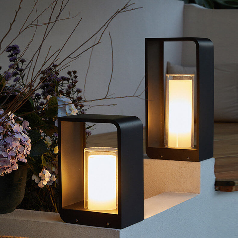 Modern Square Outdoor LED Light | Waterproof Solar-Powered Lighting Fixture