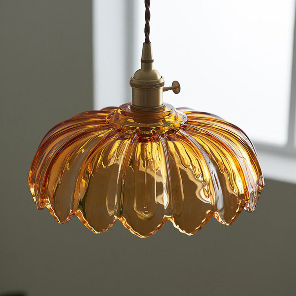 Vintage Floral Pendant Lamp | Colourful Stained-Glass Hanging Light
