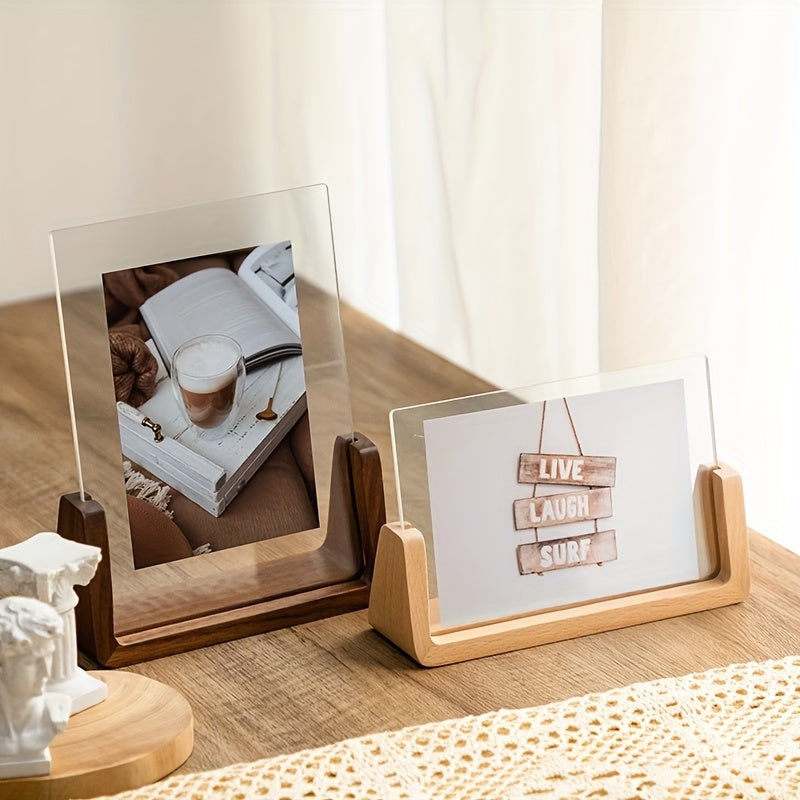 U-Shaped Acrylic & Wood Photo Frame – Modern Minimalist Home Décor Display
