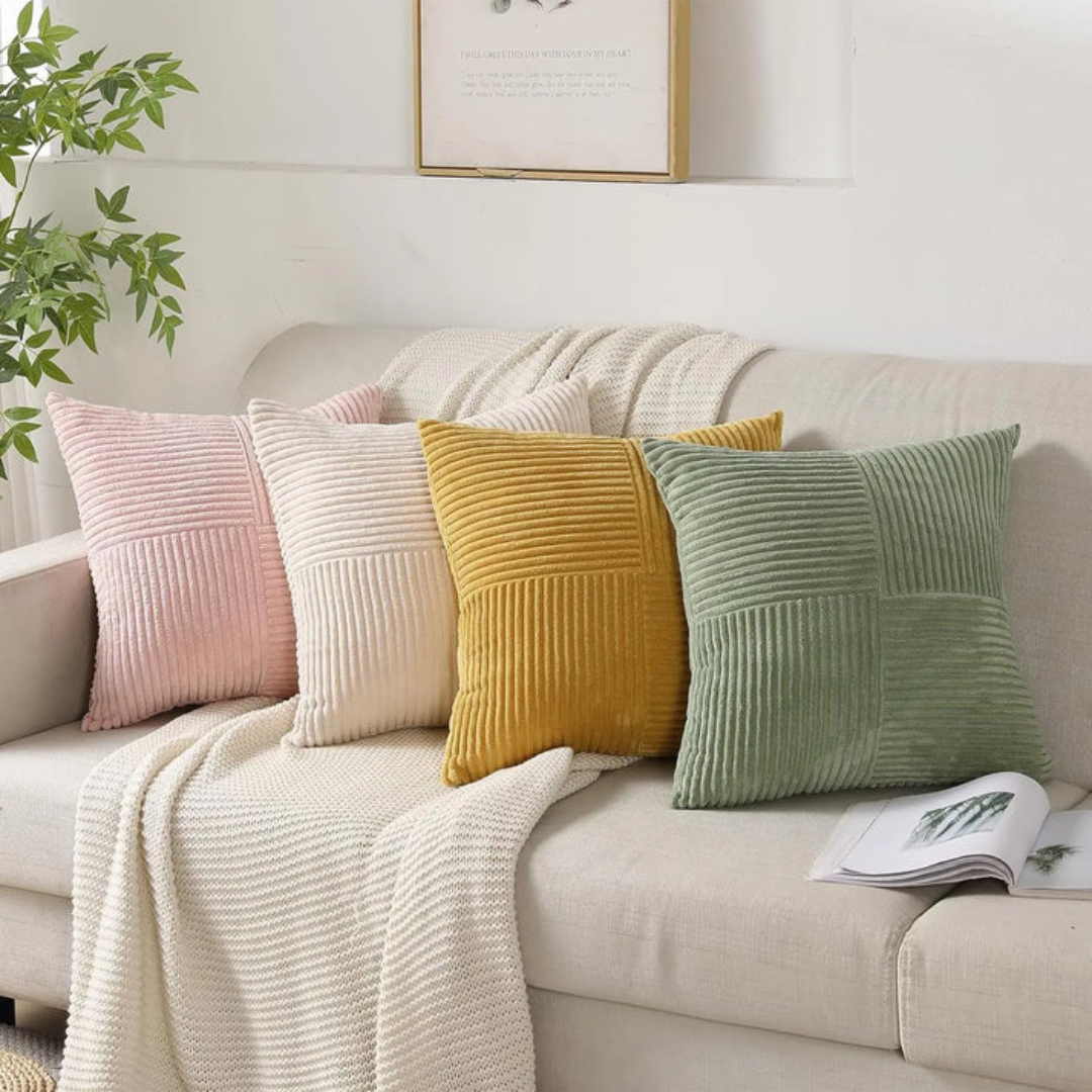 Luxury Corduroy Striped Cushion Covers | Elegant Throw Pillow Covers