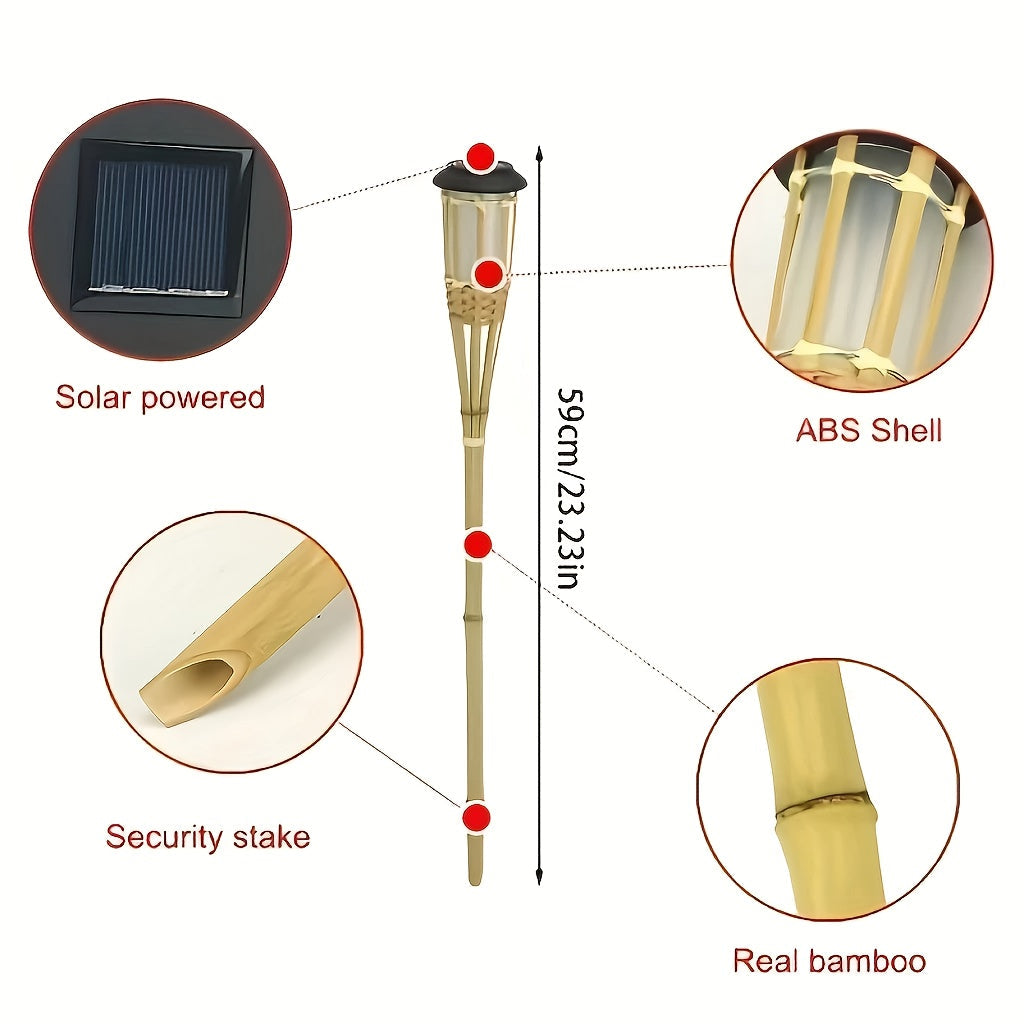 Solar Bamboo Flame Lights (2-Pack) – 12-LED Outdoor Garden Lanterns