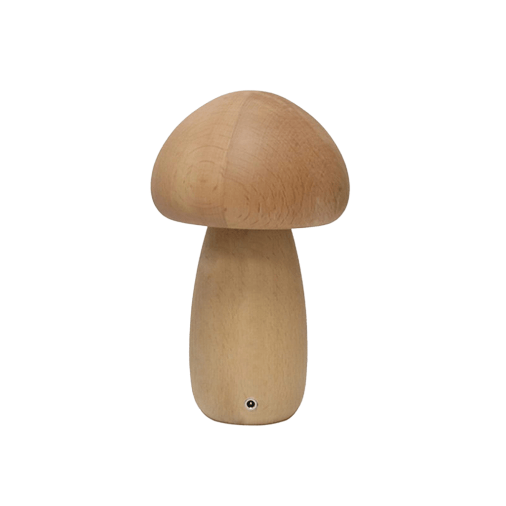 Portobello Mushroom Lamp | Elegant Natural Wood Rechargeable LED Night Light