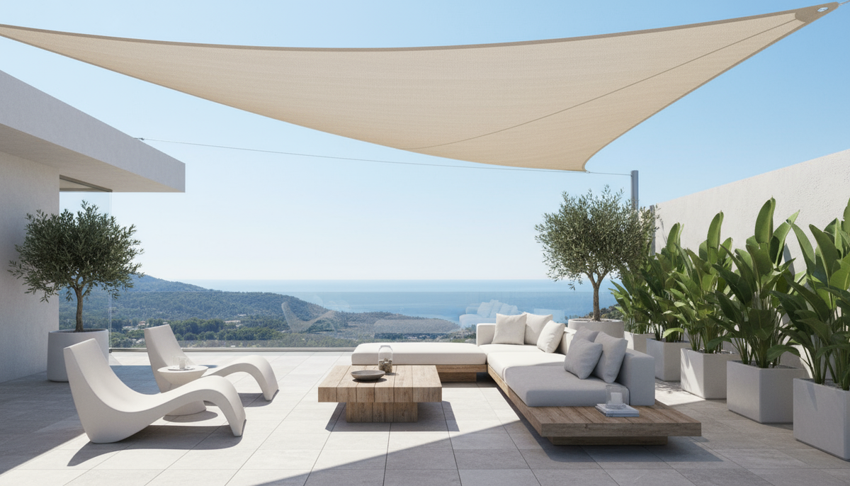 TriBlocker Waterproof UV-Protective Triangle Shade Sail for Stylish Outdoor Coverage