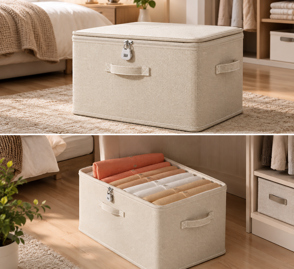 SecureNest Lockable Storage Box – Stackable Home Organizer