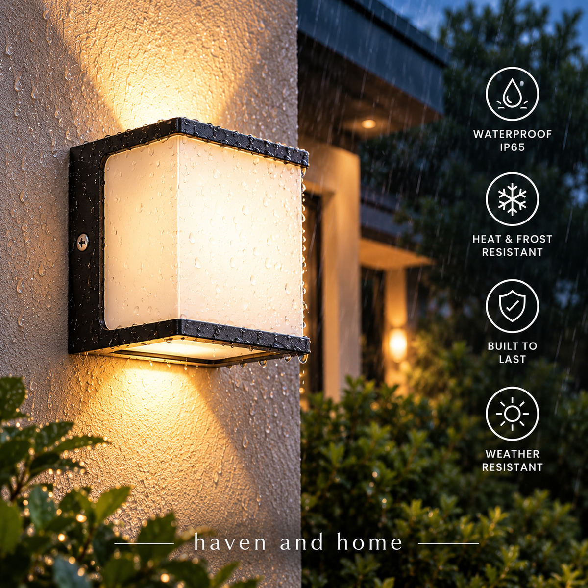 AeroCube Modern Outdoor Wall Light with Waterproof LED Illumination