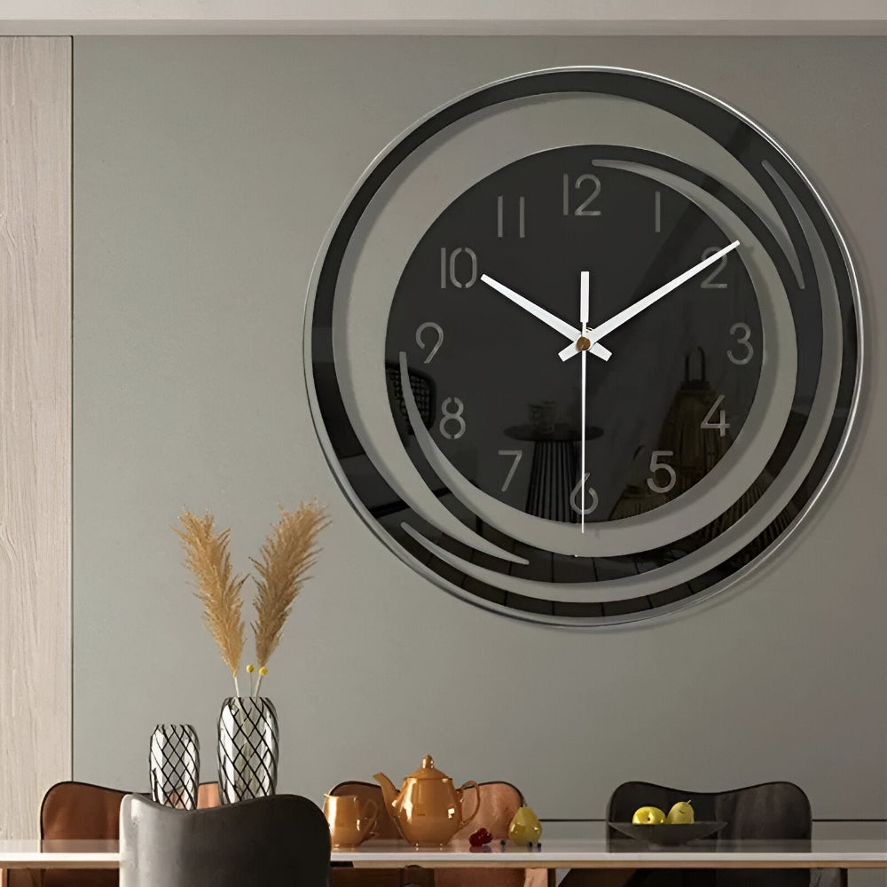 Sorana Wall Clock | Modern Black Acrylic Clock with Scandinavian Design
