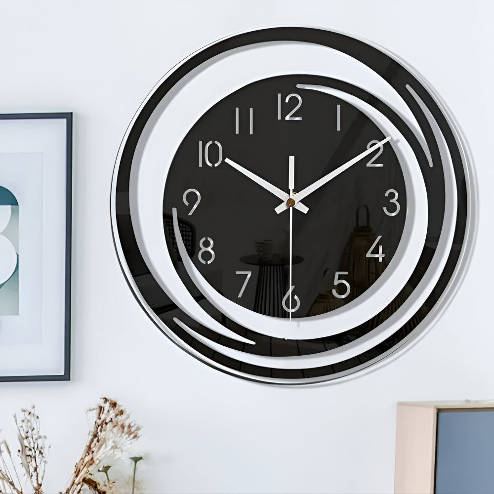 Sorana Wall Clock | Modern Black Acrylic Clock with Scandinavian Design
