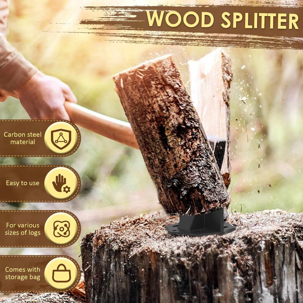 KindlePro Carbon Steel Log Splitter – Portable Firewood Splitting Tool with Carrying Bag
