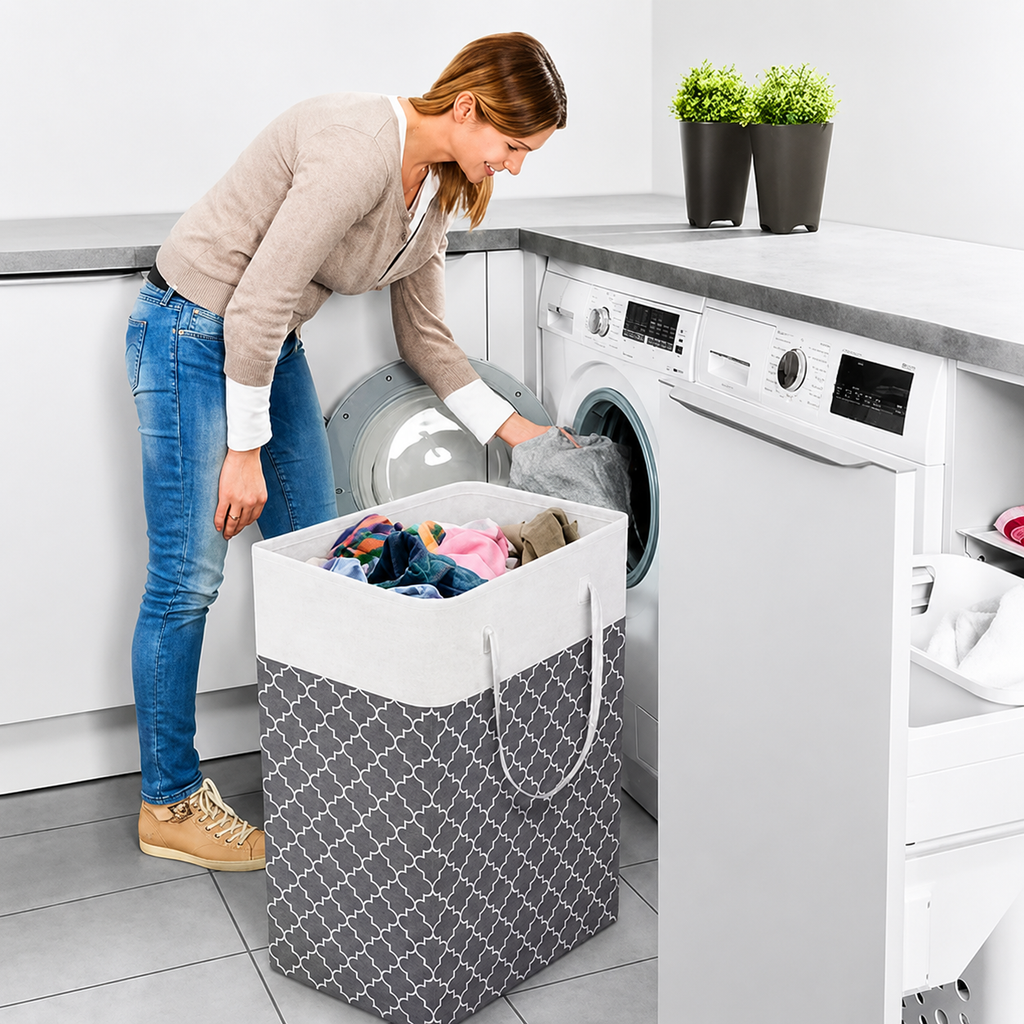 Lauva | 75L Waterproof Laundry Basket | Foldable Fabric Clothes Hamper with Durable Handles