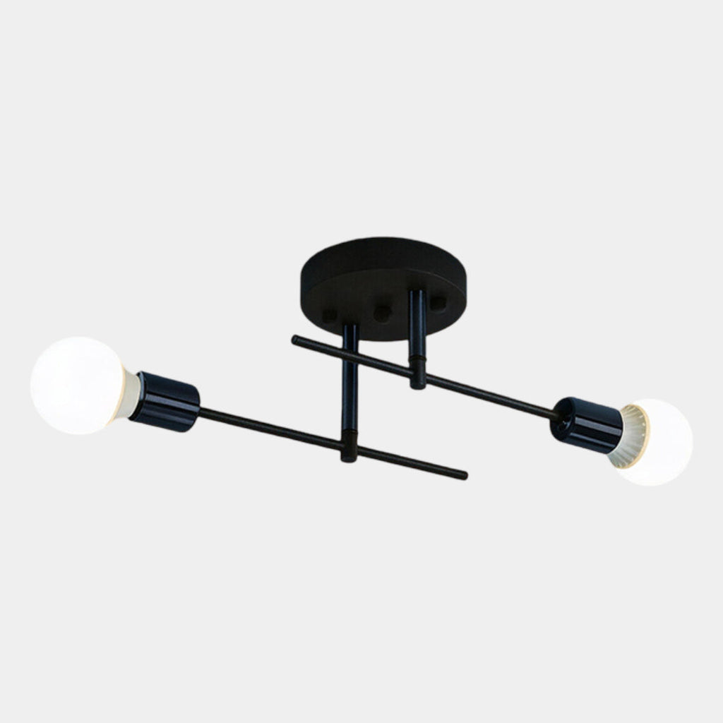 Modern 2-Light Black & Gold Flush Mount Ceiling Chandelier