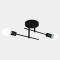 Modern 2-Light Black & Gold Flush Mount Ceiling Chandelier