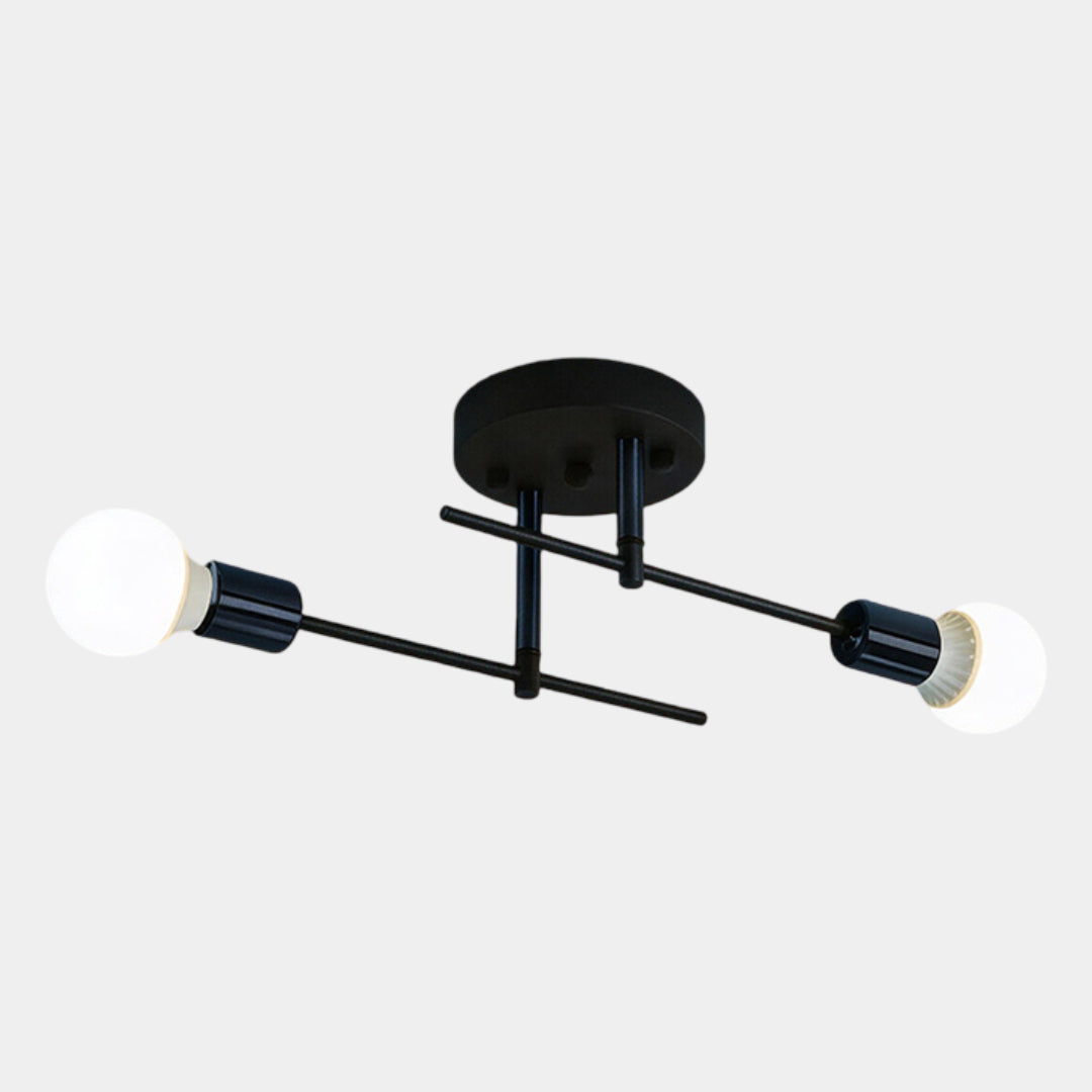 Modern 2-Light Black & Gold Flush Mount Ceiling Chandelier
