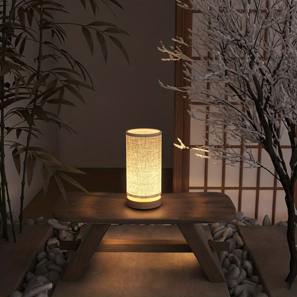 Modern Wooden Table Lamp | USB-Powered Bedside Light