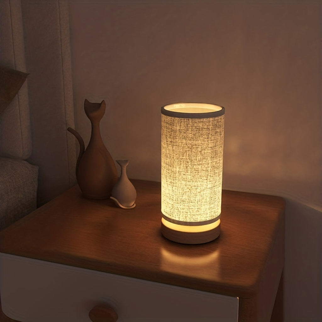 Modern Wooden Table Lamp | USB-Powered Bedside Light