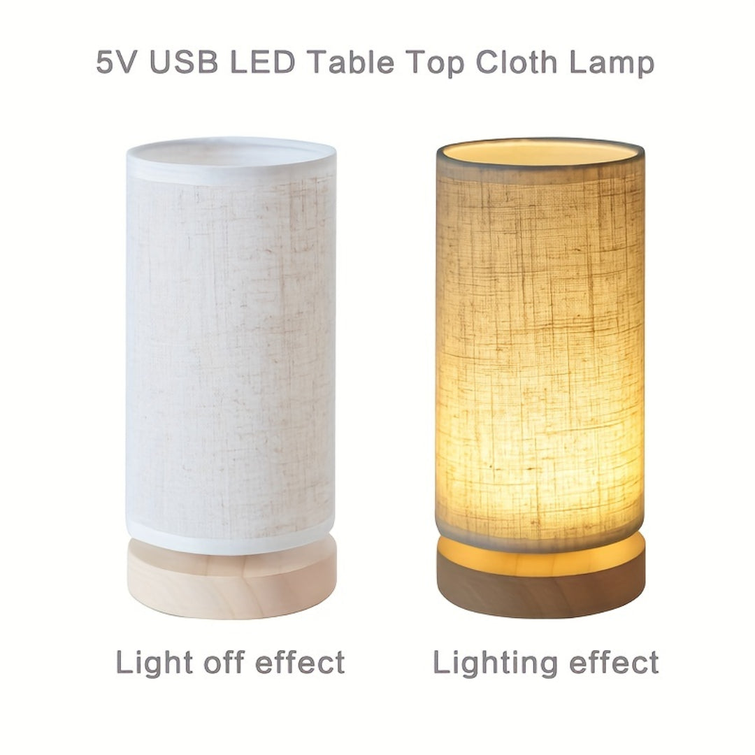 Modern Wooden Table Lamp | USB-Powered Bedside Light
