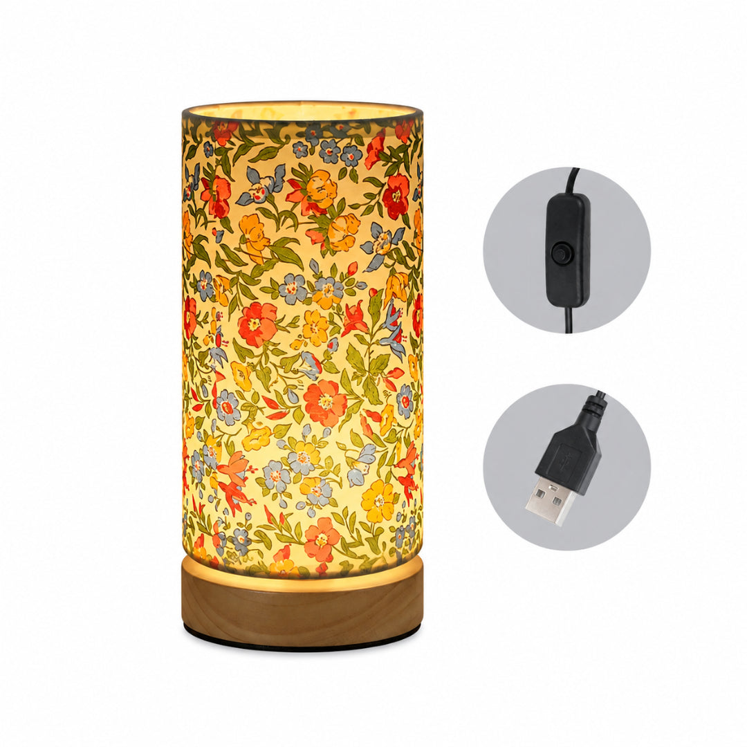 Modern Wooden Table Lamp | USB-Powered Bedside Light
