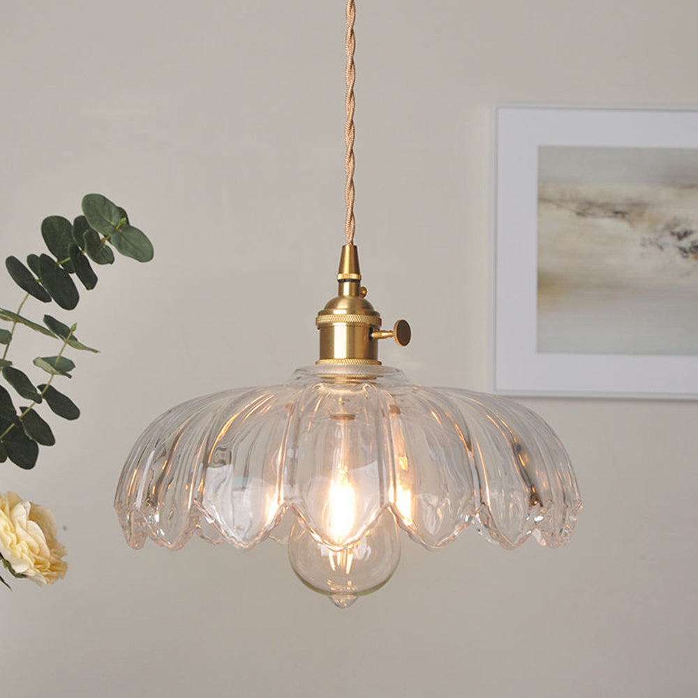 Vintage Floral Pendant Lamp | Colourful Stained-Glass Hanging Light