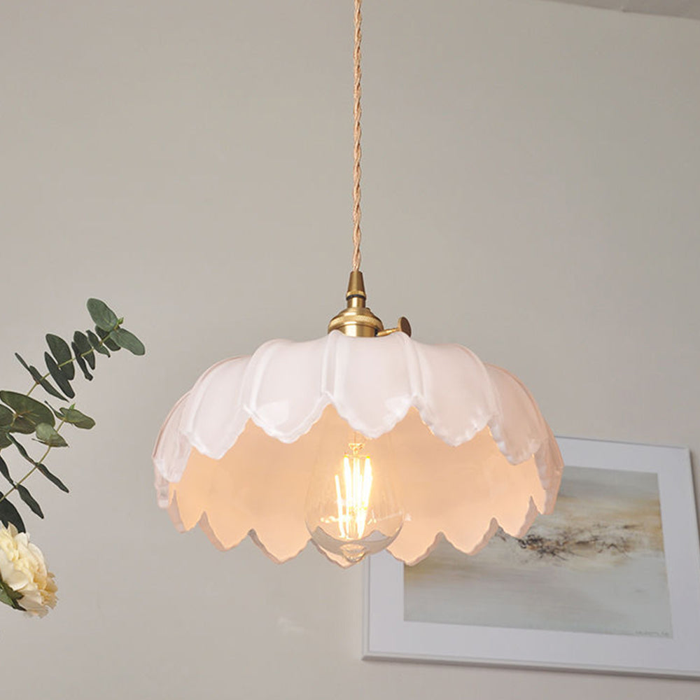 Vintage Floral Pendant Lamp | Colourful Stained-Glass Hanging Light