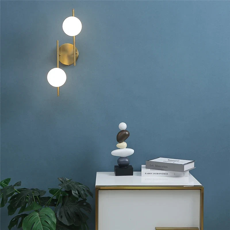 Astra Wall Light | Modern Dual-Globe Gold Design