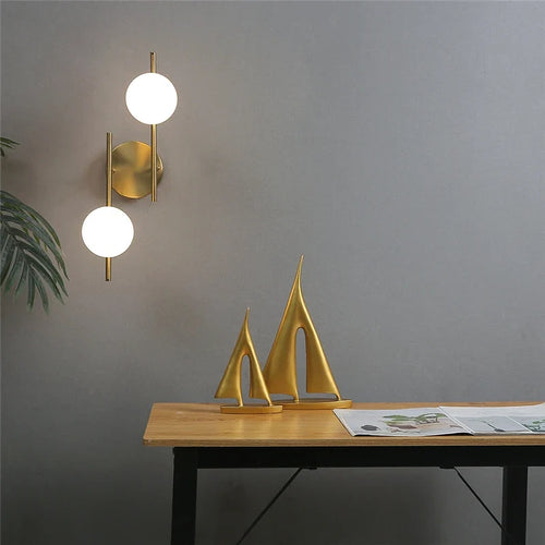 Astra Wall Light | Modern Dual-Globe Gold Design