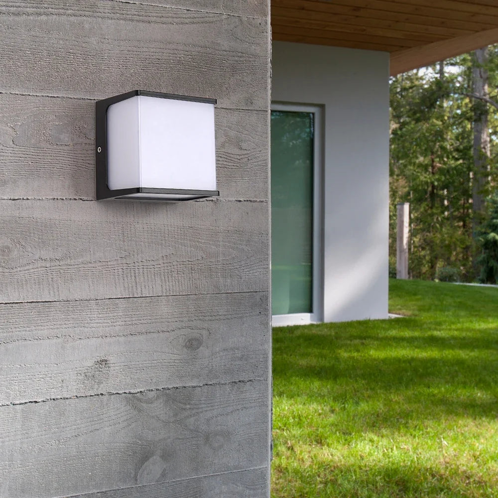 AeroCube Modern Outdoor Wall Light with Waterproof LED Illumination