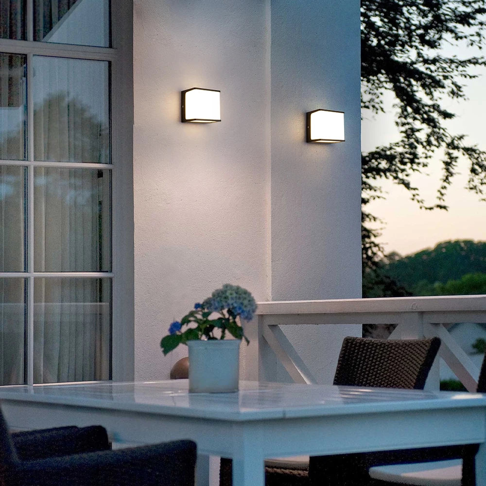 AeroCube Modern Outdoor Wall Light with Waterproof LED Illumination