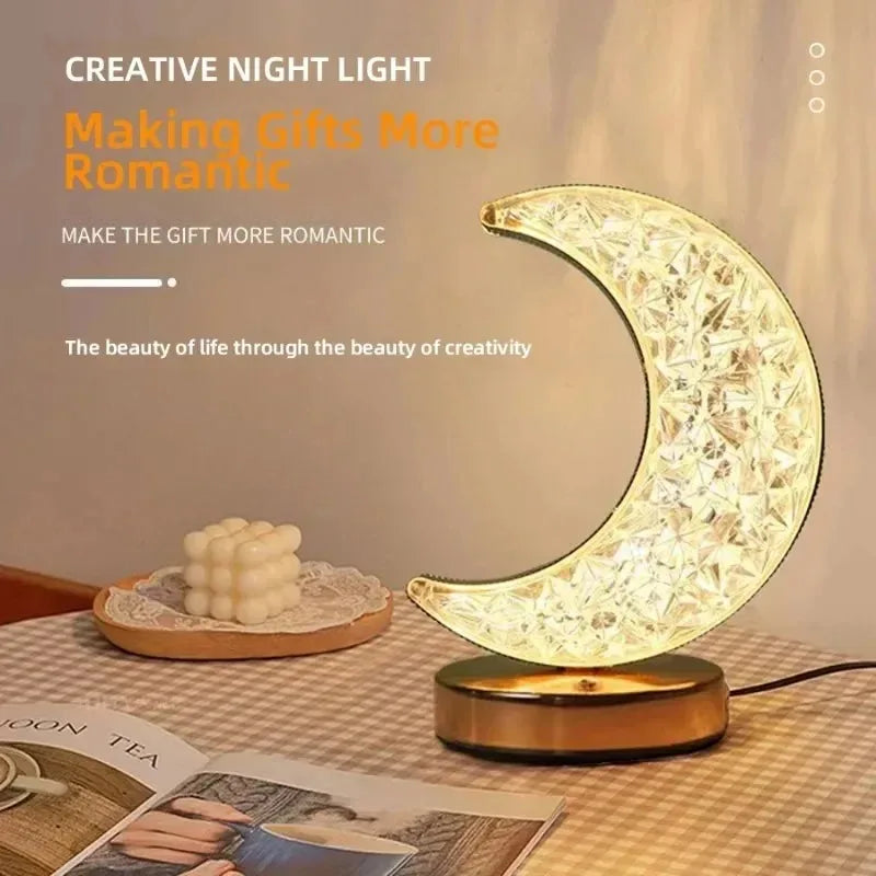 Stellora | 3D Crystal LED Night Light with Rechargeable Touch Dimming Glow
