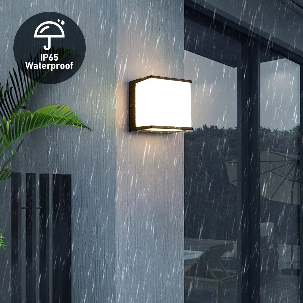 AeroCube Modern Outdoor Wall Light with Waterproof LED Illumination