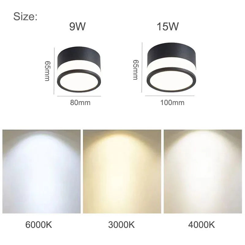 Nordic Surface-Mounted LED Downlight – 9W/15W Modern Ceiling Light