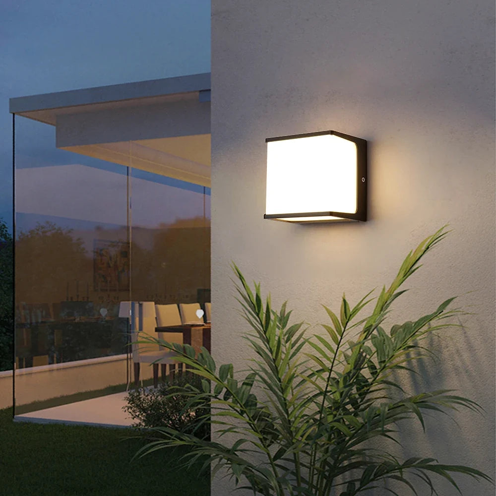 AeroCube Modern Outdoor Wall Light with Waterproof LED Illumination