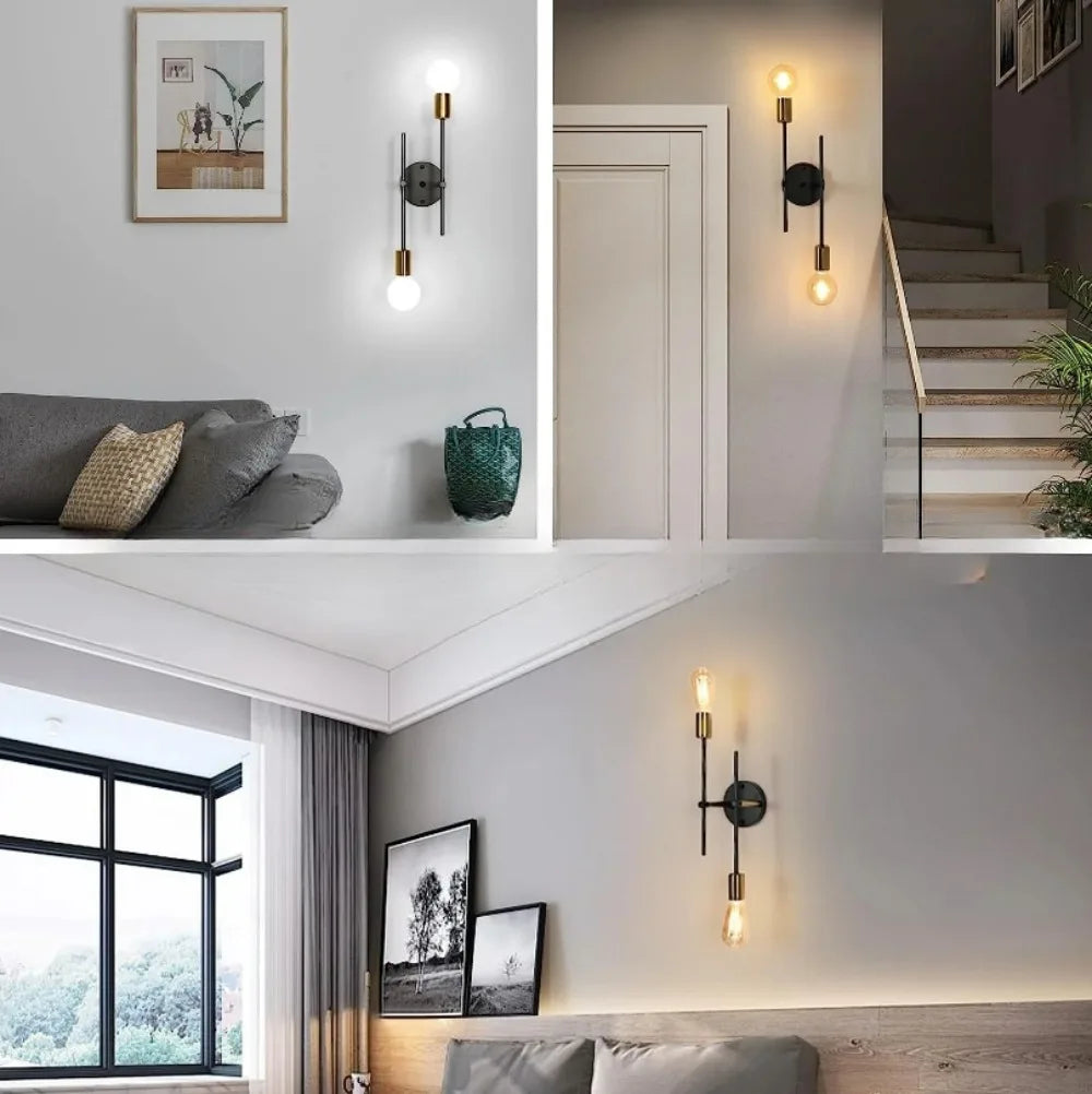 Modern 2-Light Black & Gold Flush Mount Ceiling Chandelier
