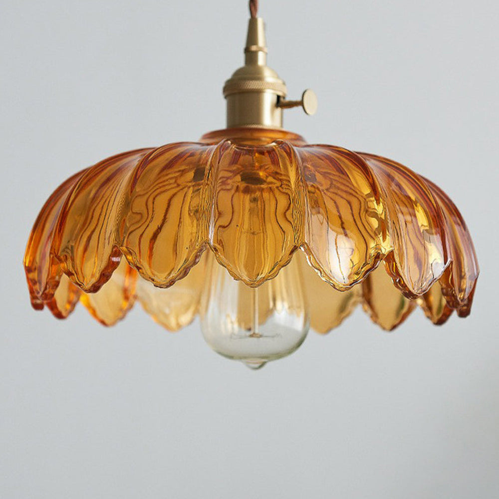 Vintage Floral Pendant Lamp | Colourful Stained-Glass Hanging Light