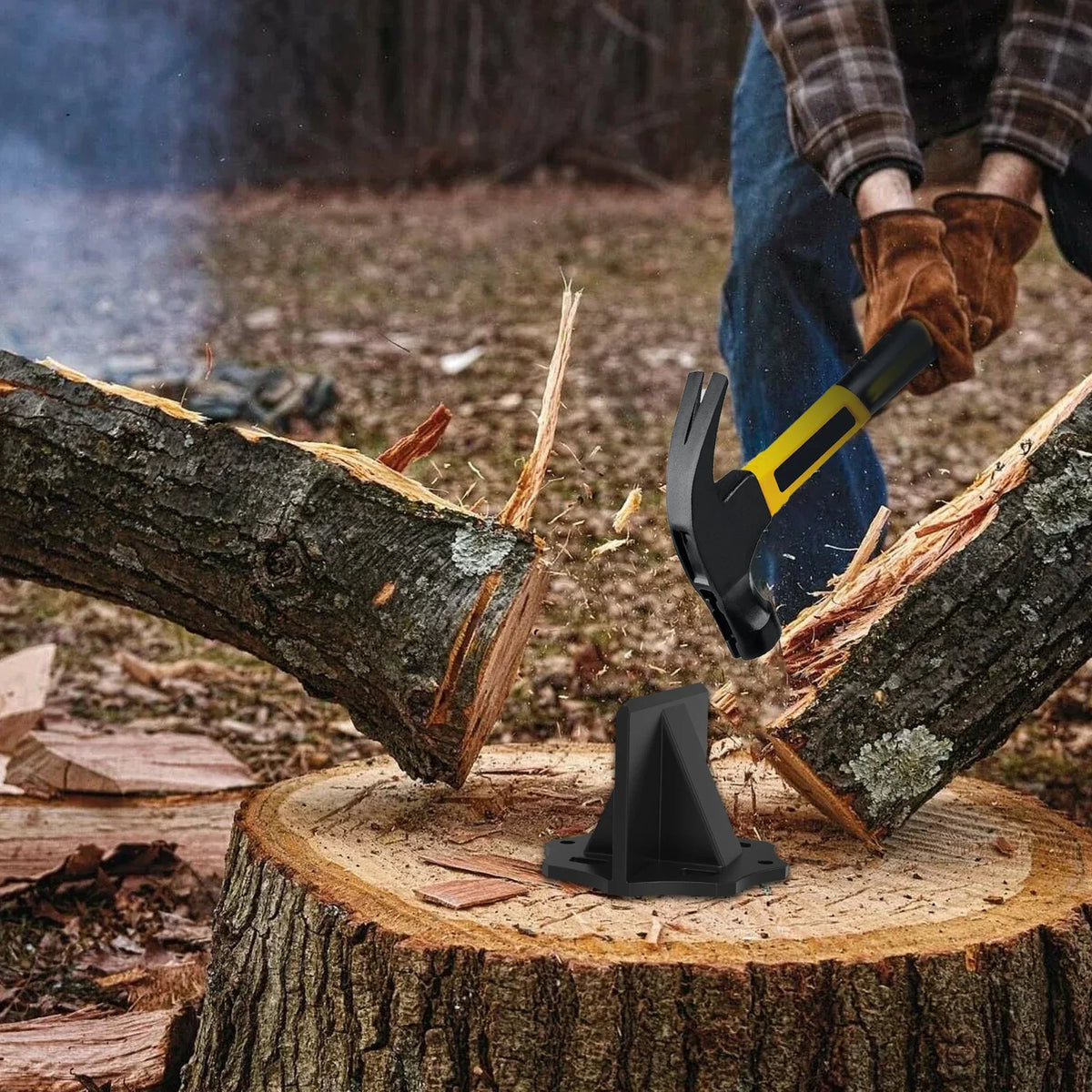 KindlePro Carbon Steel Log Splitter – Portable Firewood Splitting Tool with Carrying Bag
