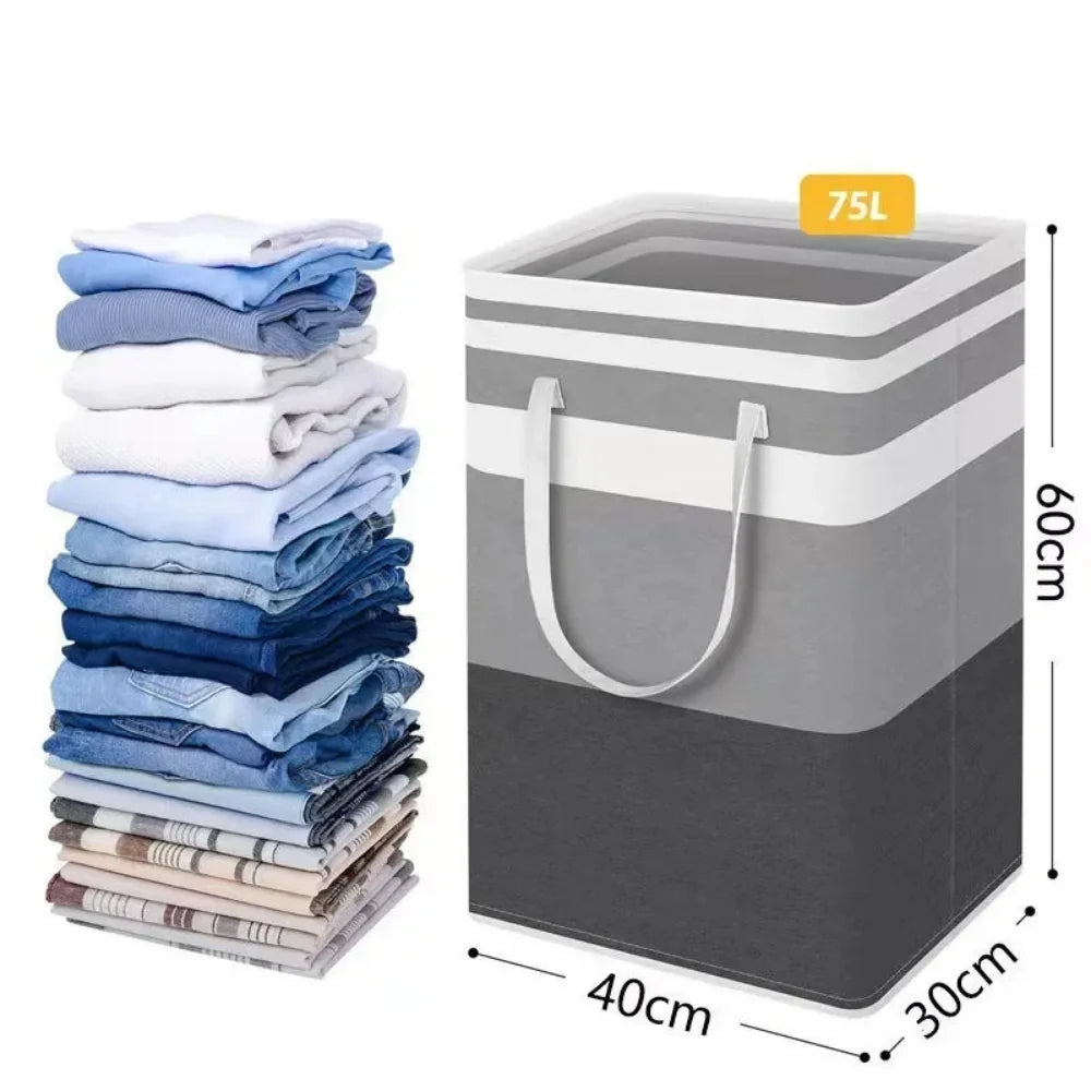 Lauva | 75L Waterproof Laundry Basket | Foldable Fabric Clothes Hamper with Durable Handles
