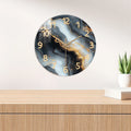 Elegant Blue & Gold Marble Wall Clock | Silent Wooden Design