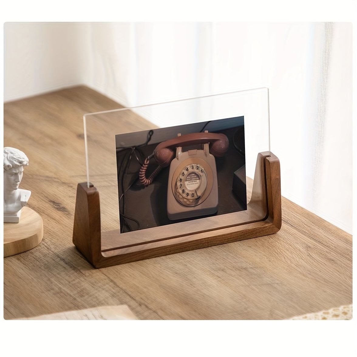U-Shaped Acrylic & Wood Photo Frame – Modern Minimalist Home Décor Display