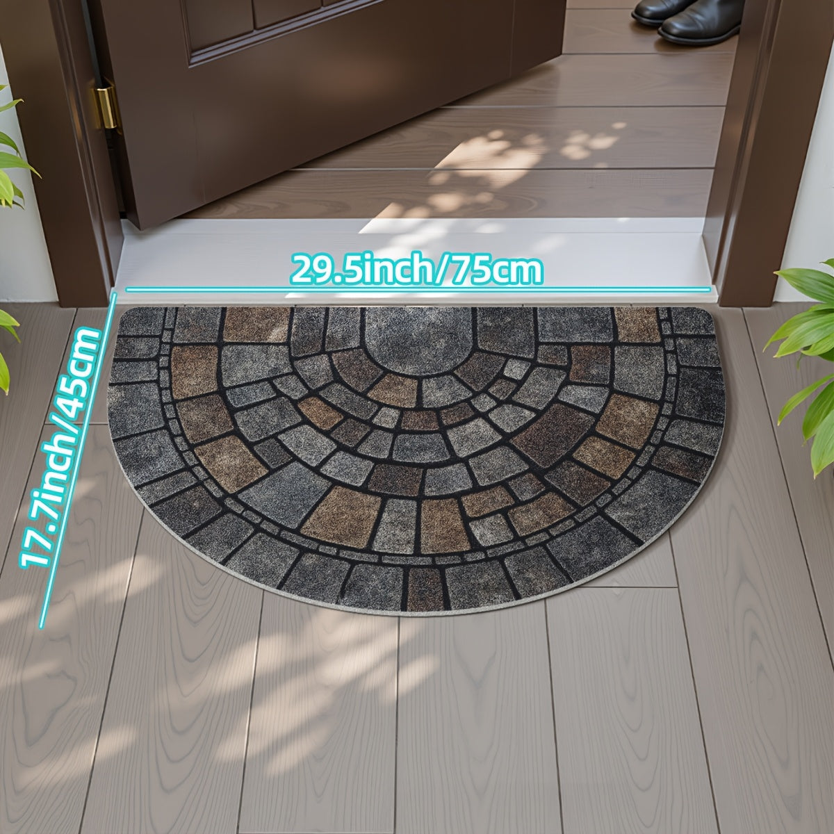 Half-Circle Mosaic Door Mat – Stylish Indoor & Outdoor Entryway Rug