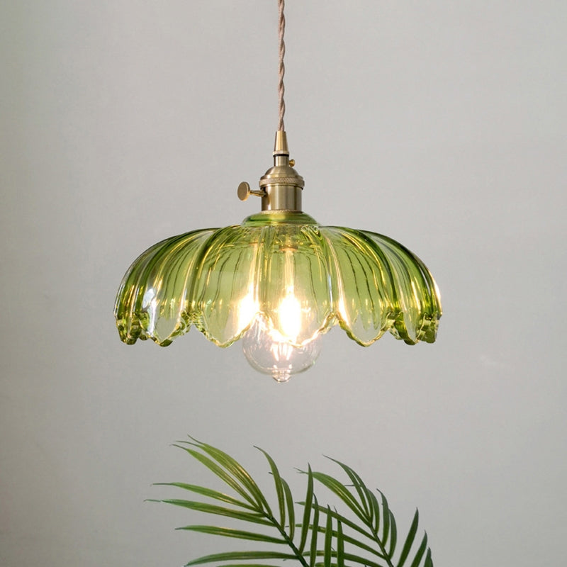 Vintage Floral Pendant Lamp | Colourful Stained-Glass Hanging Light