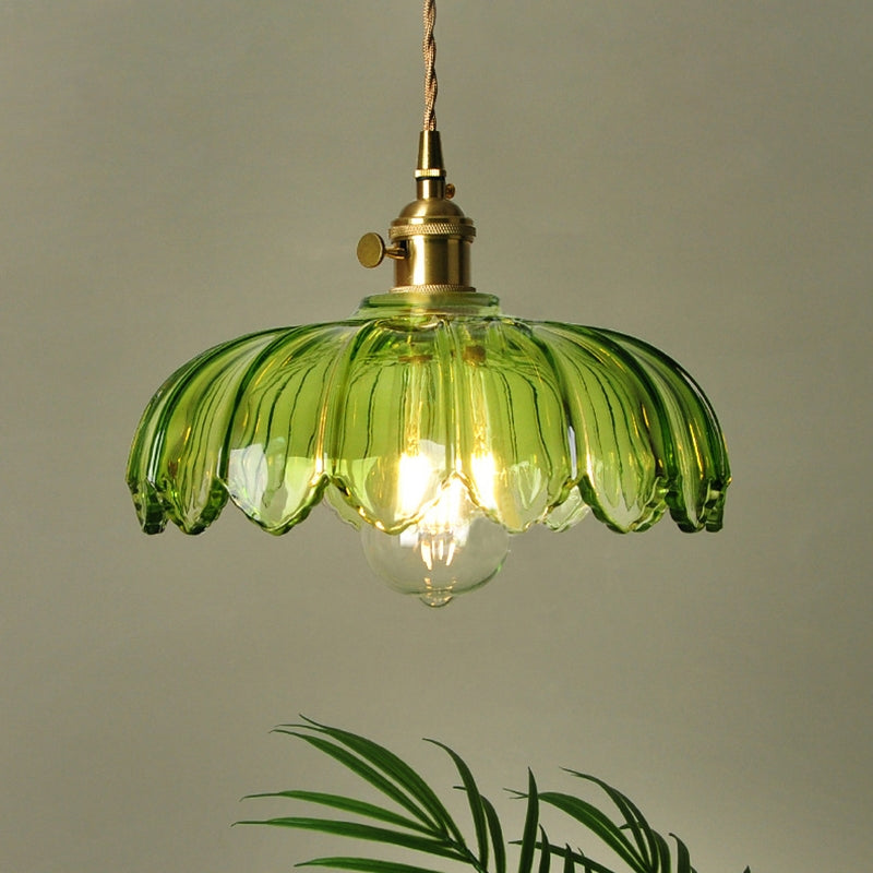 Vintage Floral Pendant Lamp | Colourful Stained-Glass Hanging Light