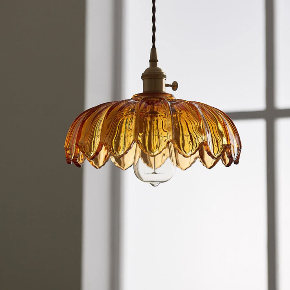 Vintage Floral Pendant Lamp | Colourful Stained-Glass Hanging Light