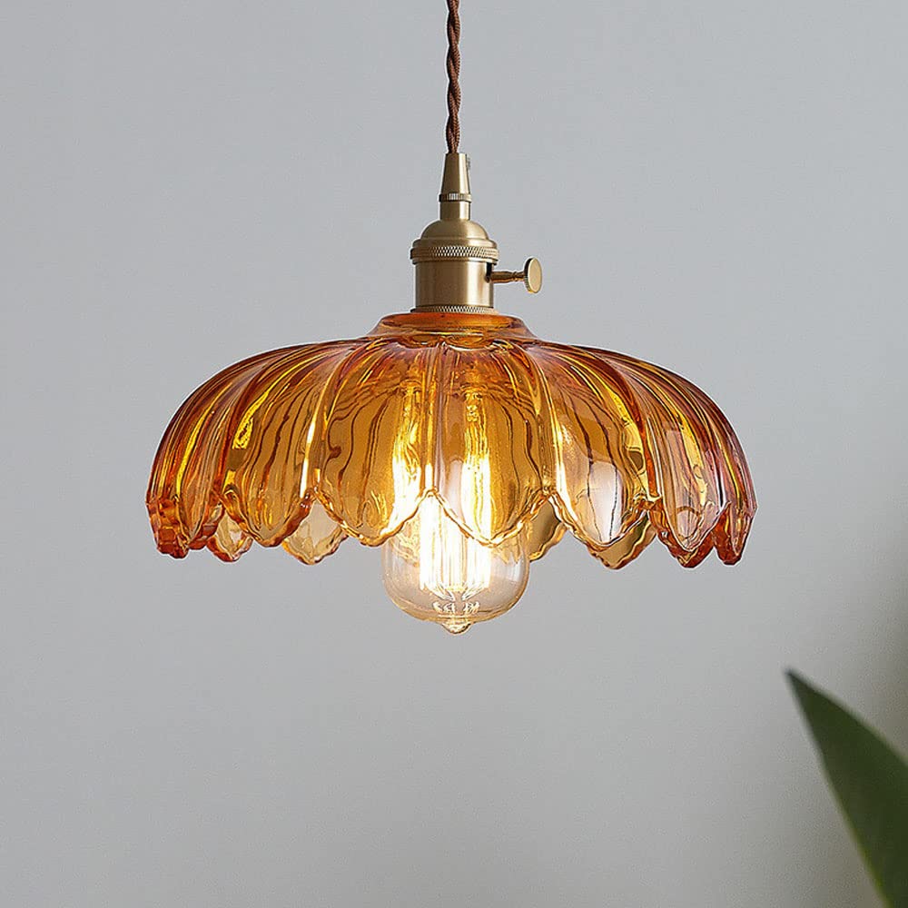 Vintage Floral Pendant Lamp | Colourful Stained-Glass Hanging Light