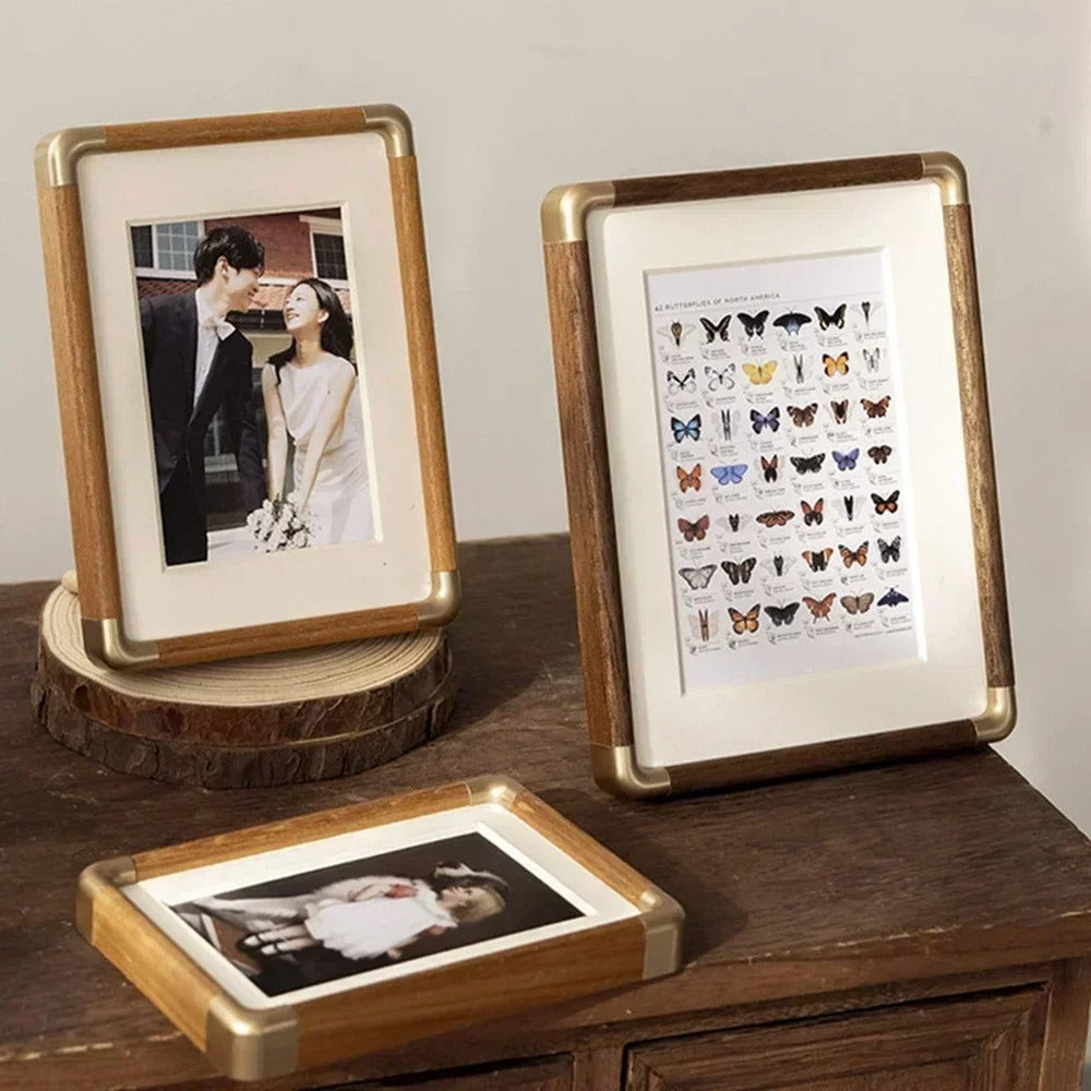 Brooks Tabletop Photo Frame | Elegant Vintage Wood & Brass Accent for Your Home