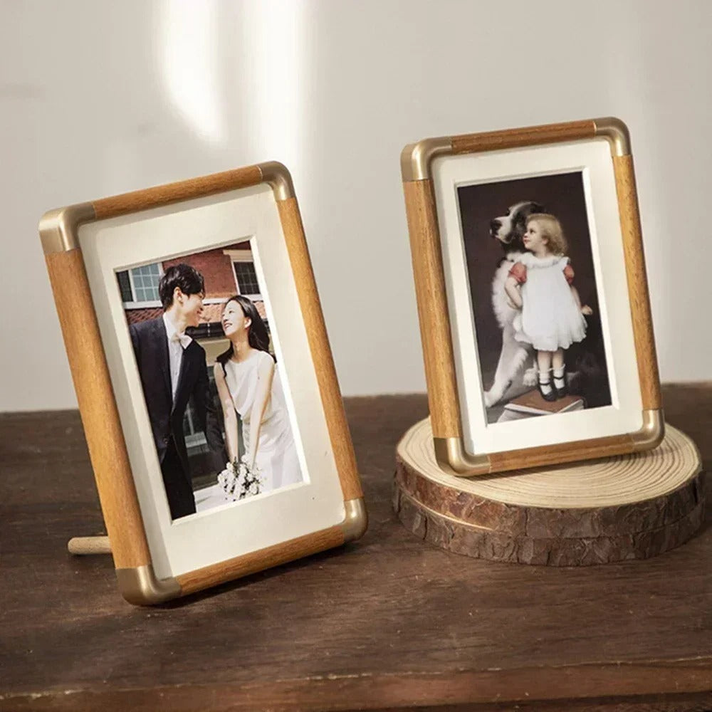 Brooks Tabletop Photo Frame | Elegant Vintage Wood & Brass Accent for Your Home