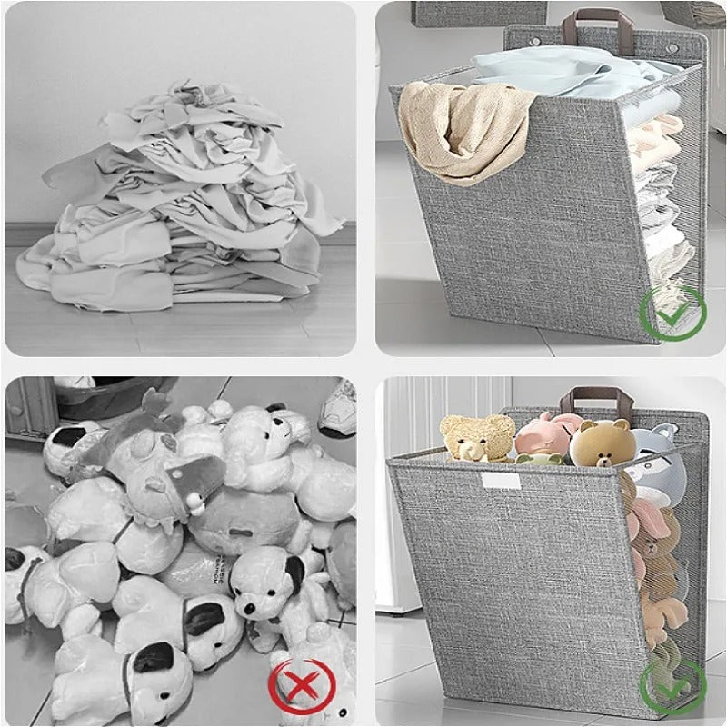 Wallora | Foldable Wall-Mounted Laundry Basket with Strong Adhesive | Space-Saving Clothes Hamper & Organiser