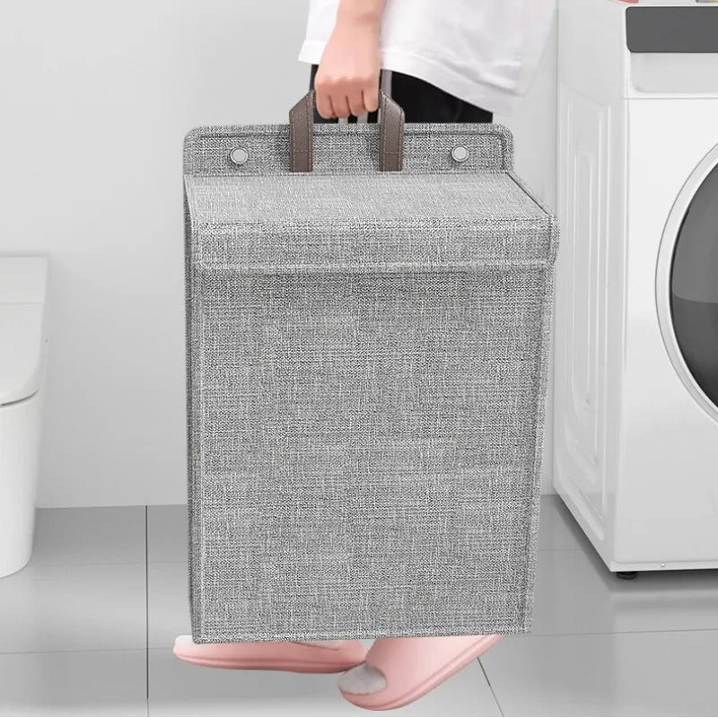 Wallora | Foldable Wall-Mounted Laundry Basket with Strong Adhesive | Space-Saving Clothes Hamper & Organiser