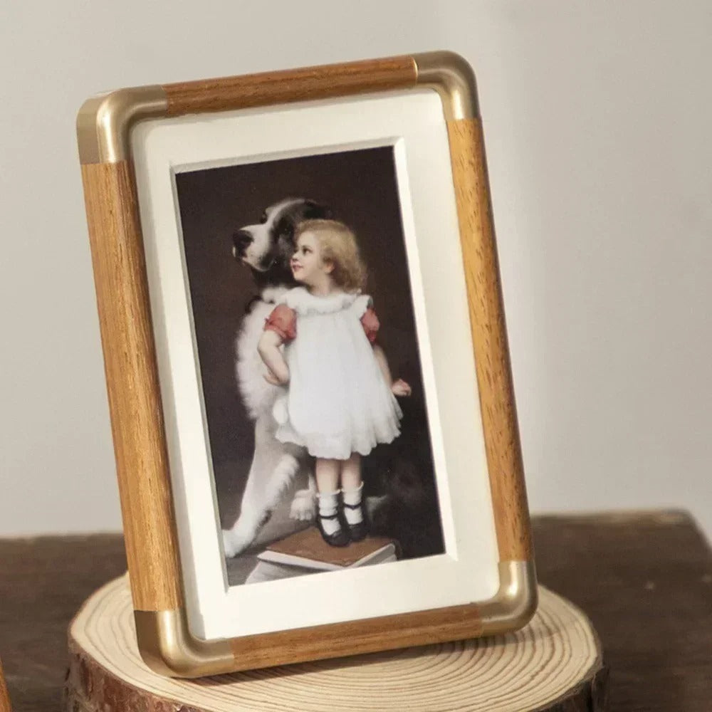 Brooks Tabletop Photo Frame | Elegant Vintage Wood & Brass Accent for Your Home